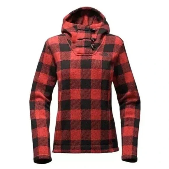 The North Face Crescent Buffalo Plaid Fleece Toggle Hooded Pullover Womens Small - Picture 16 of 16